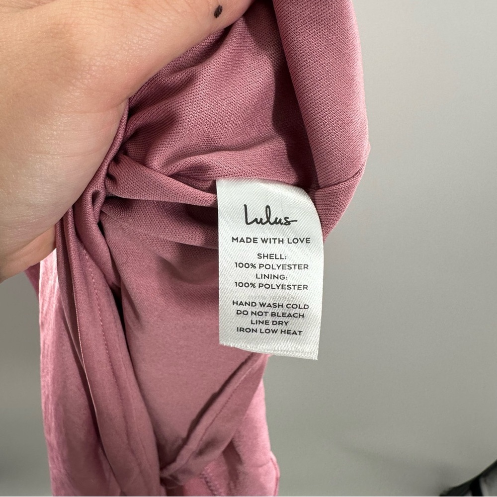 NWT Lulus Loving the Attention Mauve Satin Asymmetrical Ruffled Midi Dress - Picture 10 of 10
